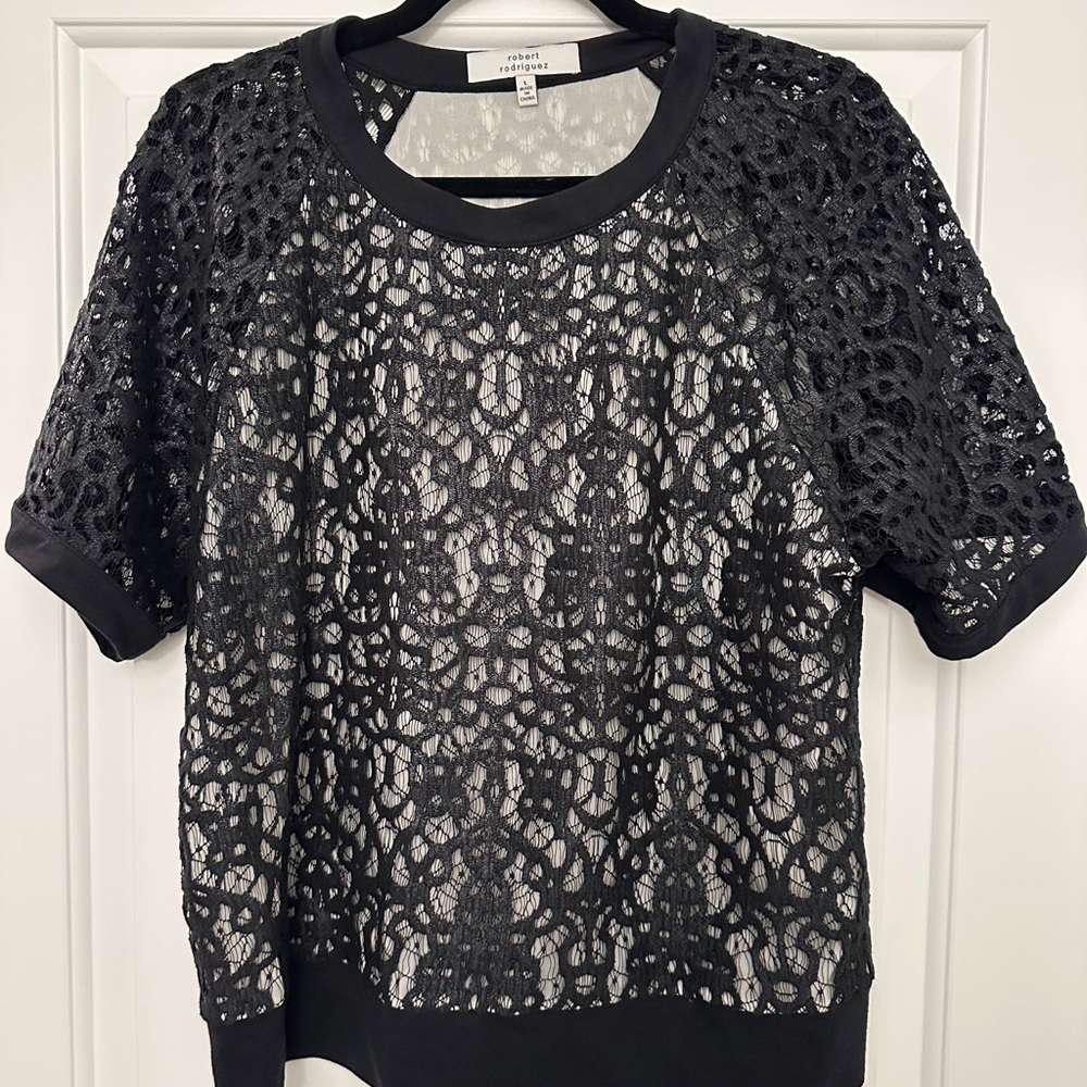 Robert Rodriguez Elegant Black Lace Tee